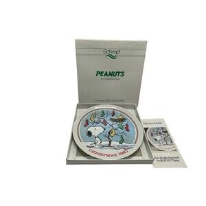 "Snoopy Christmas plate 1980" Peanuts Collection collector plate with Box Schmid